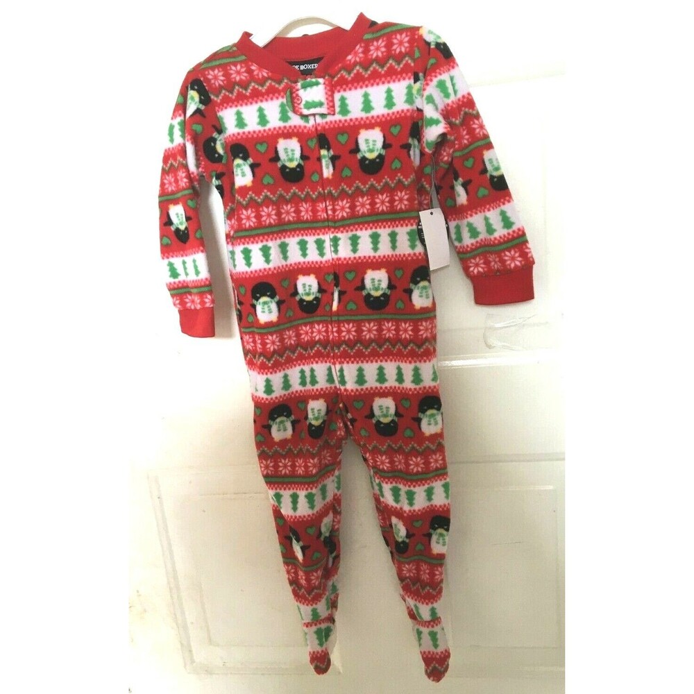 Baby Christmas / Holiday Pajamas 18 Months Red Penguins Unisex NWT Free Shipping